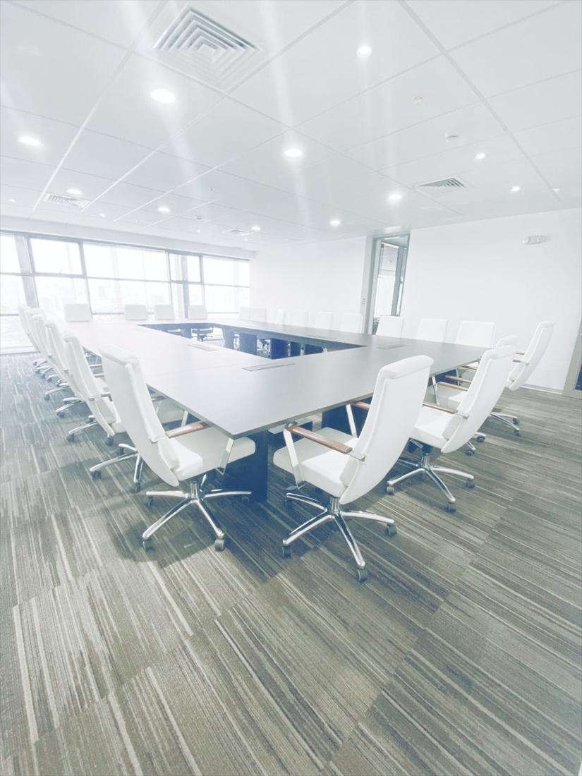 Sala de directorio con mesa de reuniones para 16 personas
